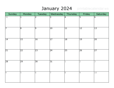 2024 Blank Monthly Calendar Sample