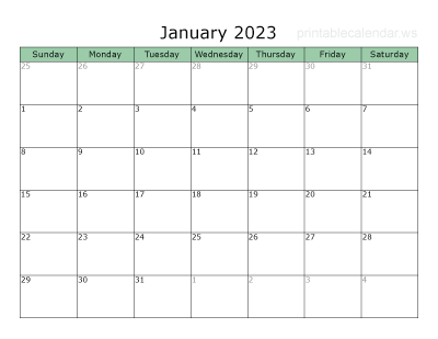 2023 Blank Monthly Calendar Sample