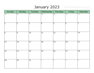 2023 Blank Monthly Calendar Sample 2023 Blank Monthly Calendar Sample