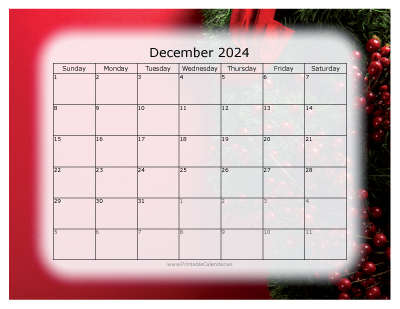 Colorful Calendar December 2024