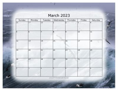 Colorful Calendar March 2023