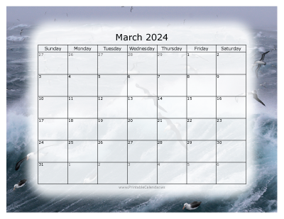 Colorful Calendar March 2024
