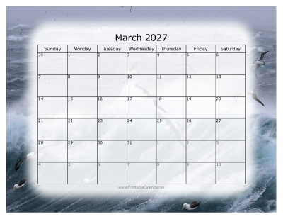 Colorful Calendar March 2027