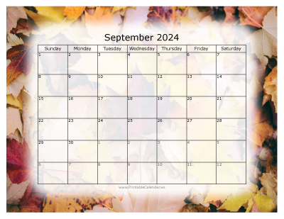 Colorful Calendar September 2024