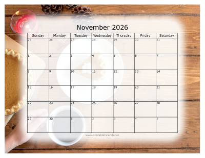 Colorful printable calendar November 2026