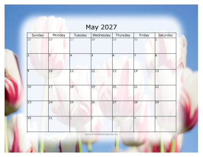 Colorful printable calendar May 2027